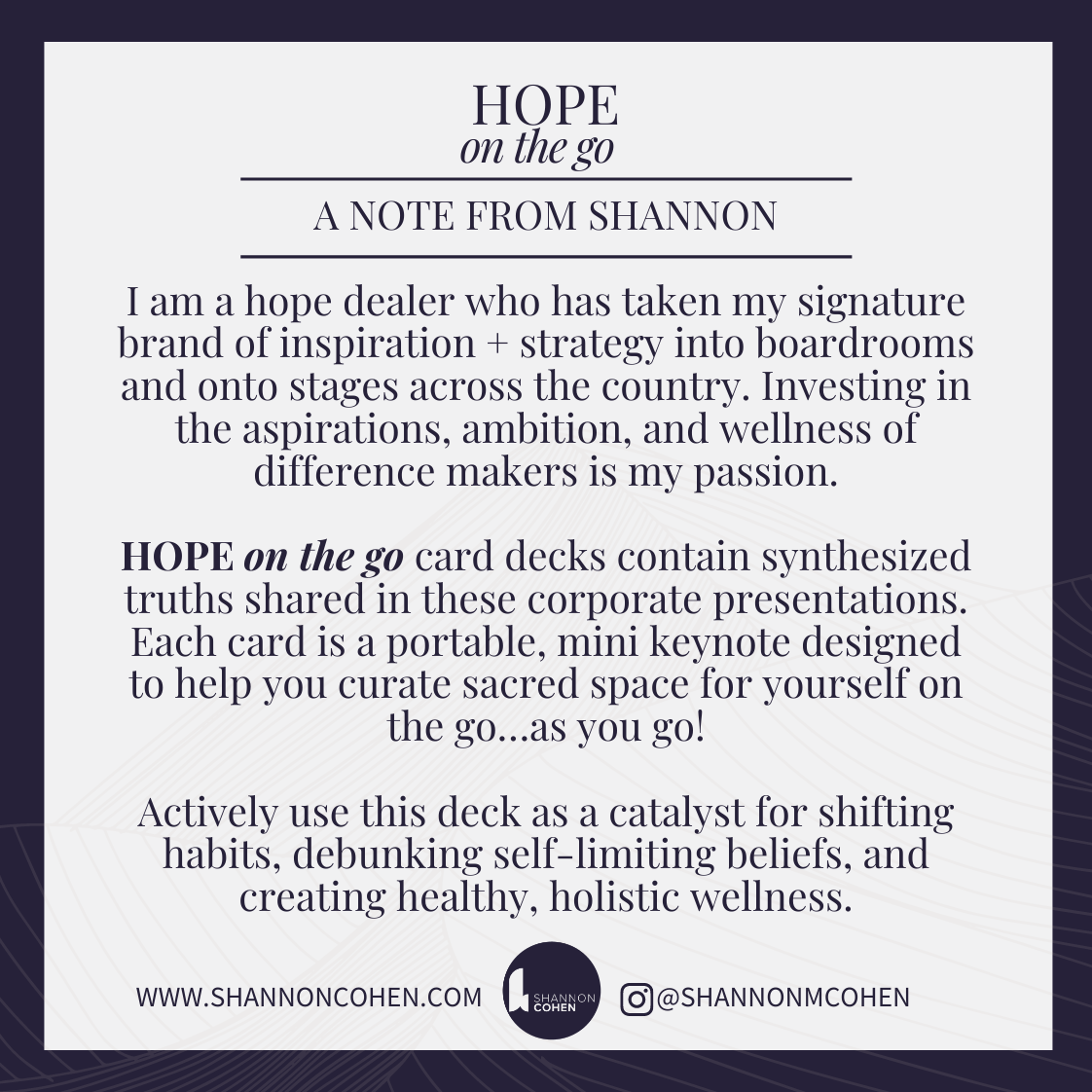 Hope On The Go Wellness & Affirmation Deck